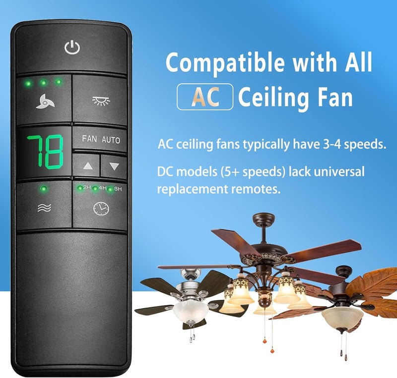 CeilingBreeze Universal Ceiling Fan Thermostatic Remote Control Kit Replacement for Hampton Bay Home Decorators Collection 68108, 98108, HD3 2AAZP TR220A KUJCE10318 HD3 Light Dimmer with Wall Holder Mount - Image 3